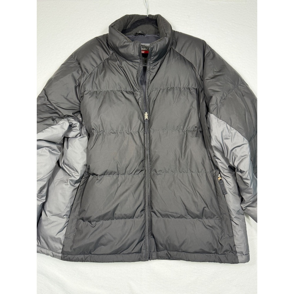 Eddie Bauer Weather Edge Down Puffer Jacket Men's black Gray Coat SZ‎ XXL